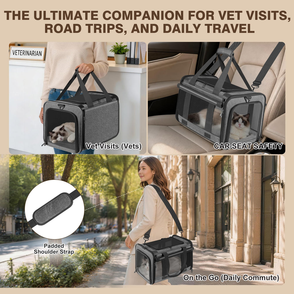 SMBFKGK Soft Sided Cat Carrier for Anxious Pets with Privacy Roller Blinds