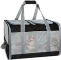 Soft-Sided Cat Carrier for 2 Cats, Gray, Breathable Mesh Design, Airline Approved Travel Bag for Small to Large Cats, Ex