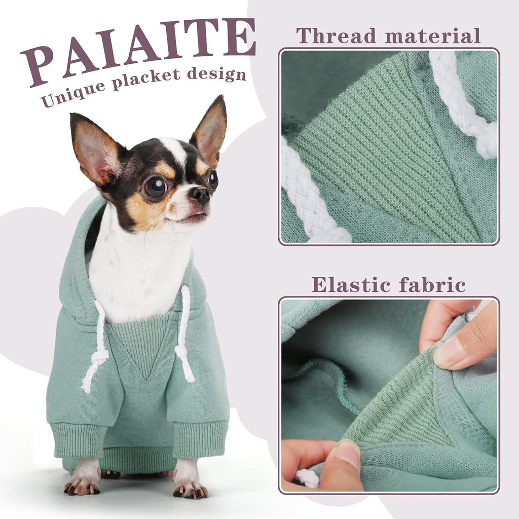Small Dog Hoodie Sweater: Winter Sweatshirt Pet Coat with Pockets, Hat & Leash Hole for Puppy Doggie Chihuahua, Small-Me