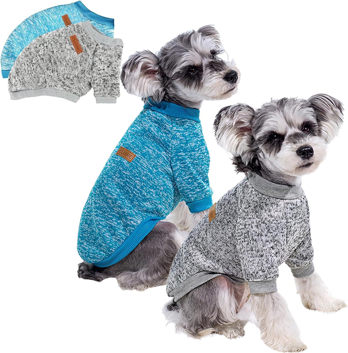 2 Pack Dog Sweaters for Small Dogs & Cat Soft Cute Winter Puppy Clothes