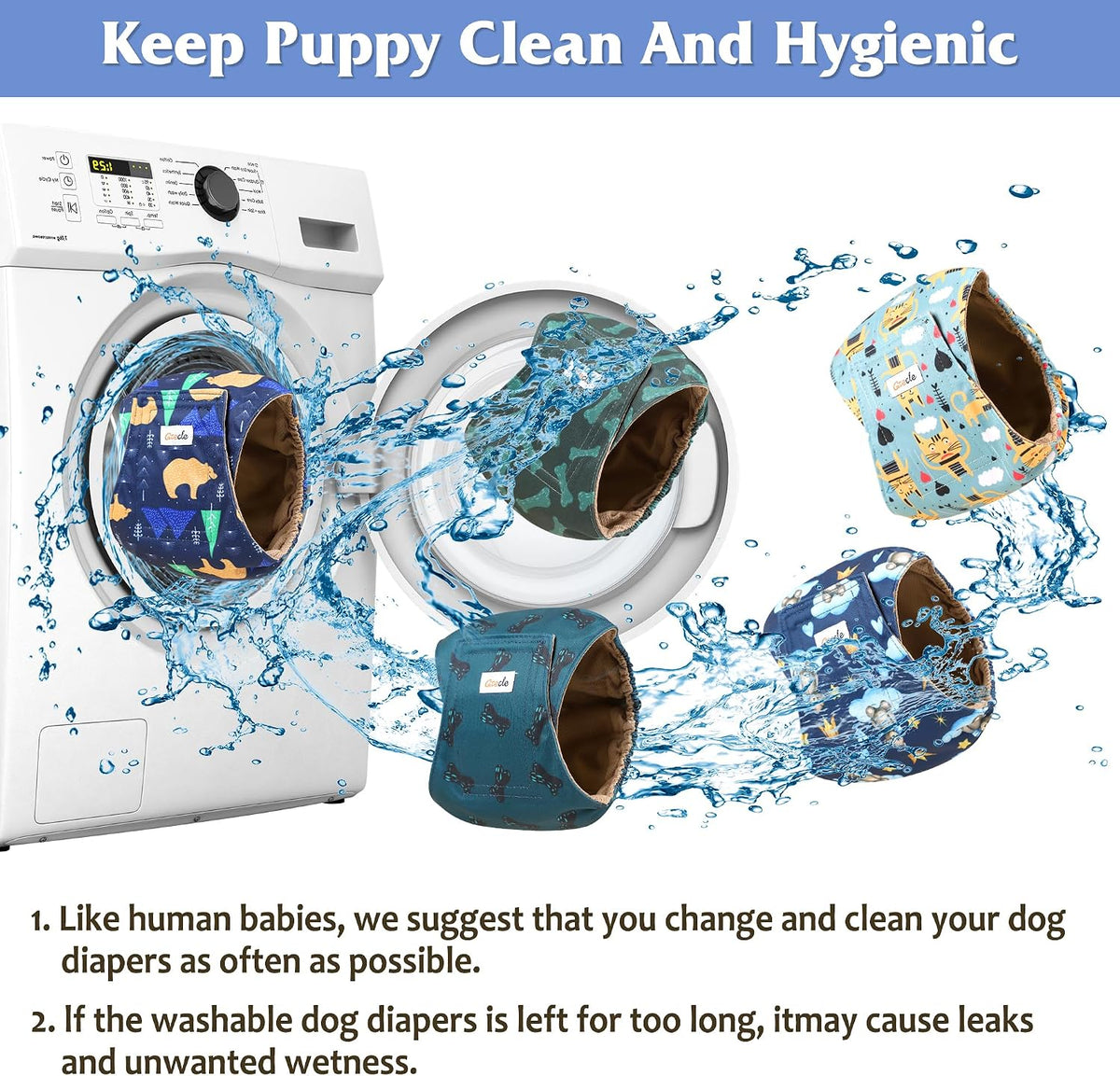 5 Pack Dog Diapers Male, Premium Belly Bands for Male Dogs, High Absorbing Male Dog Pee Wraps for Doggie in Incontinence