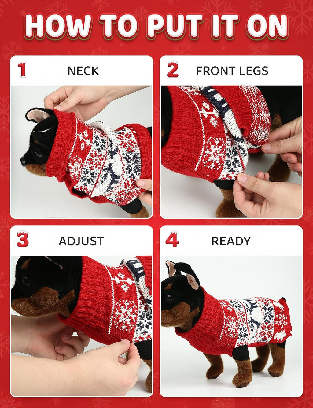 Christmas Dog Sweaters for Small Medium Large Dogs and Cats,Pet Soft Warm Holiday Outfit Girl & Boy,Pup Winter Clothes T