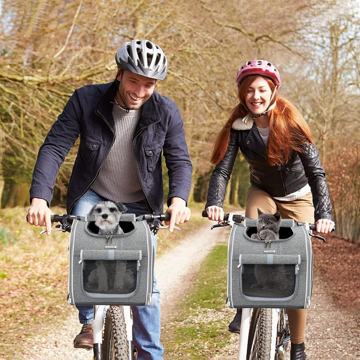 Dog Bike Basket, Expandable Soft-Sided Pet Carrier Backpack with 4 Open Doors, 4 Mesh Windows for Small Dog Cat Puppies 