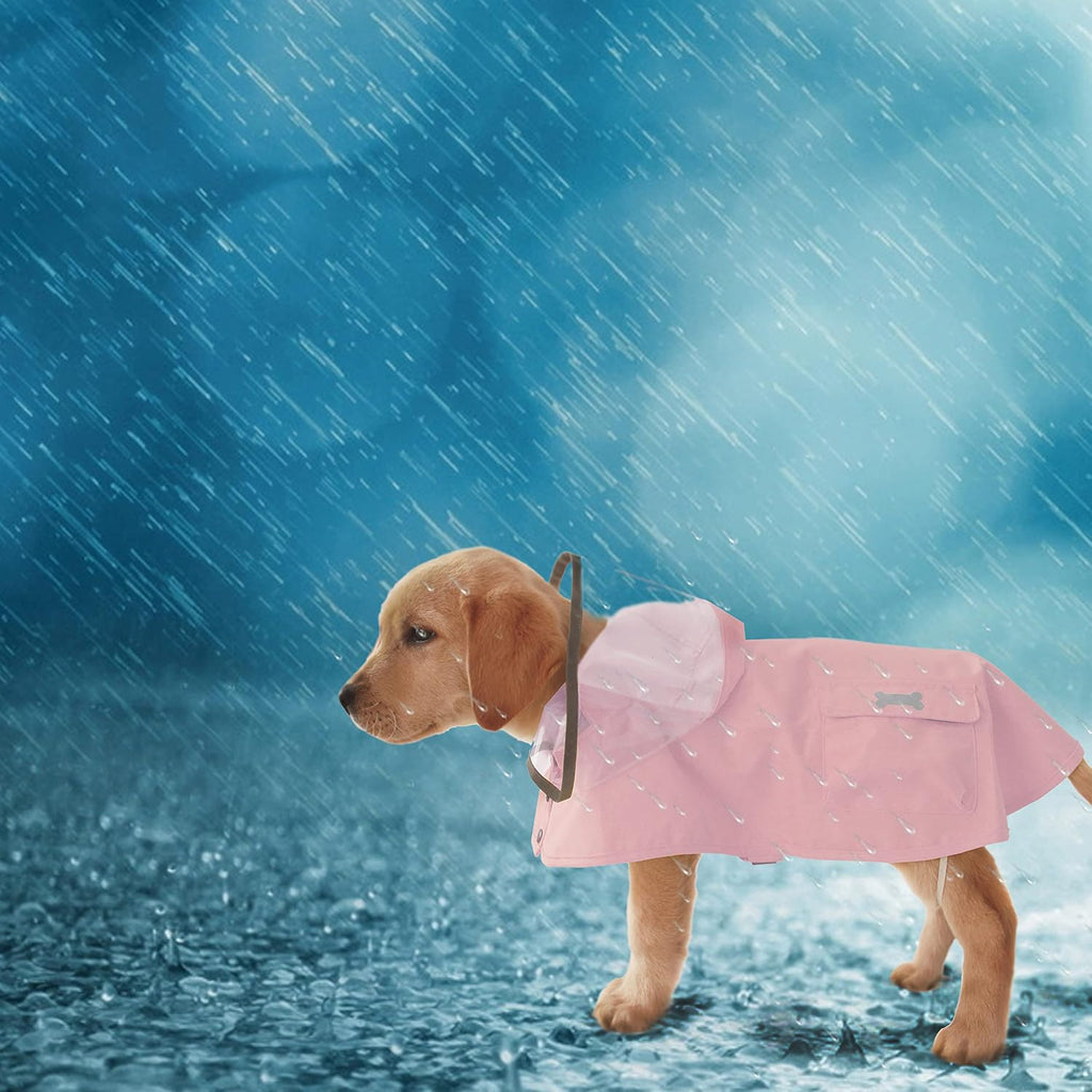 MAMORE Dog Raincoat Waterproof Reflective Adjustable Pet Rain Jacket Hood