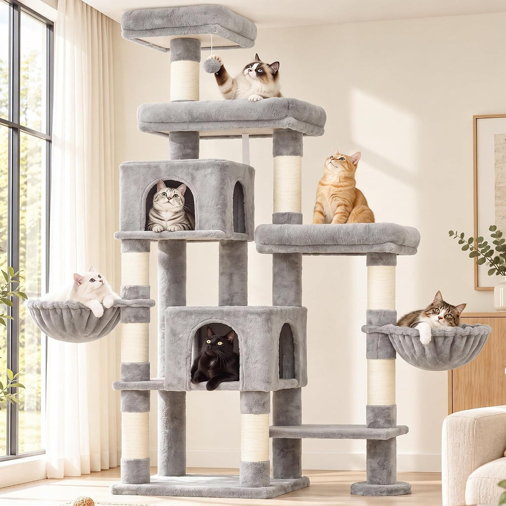 Hey-brother Cat Tree Tower with Stable Extended Base, 3 Platforms, MPJ038W