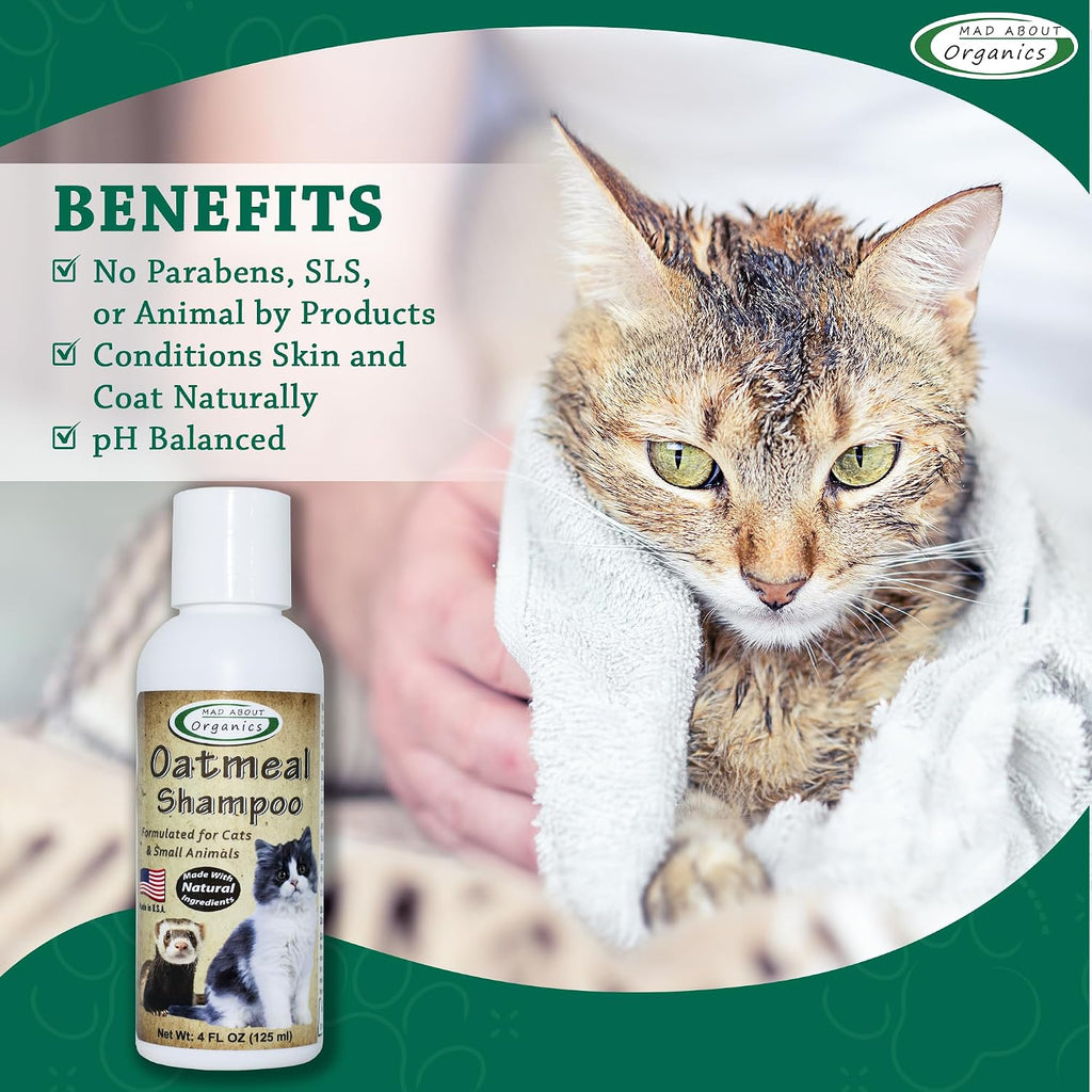 Oatmeal Shampoo for Cats & Small Pets – Gentle, Balanced Formula for Skin & Coat Health – Comforts Dry Skin Care for Sma