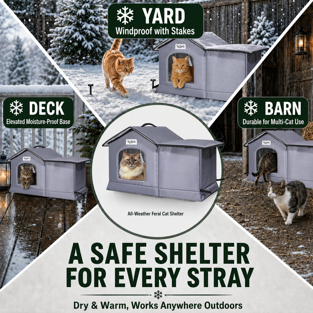 Tailtastic Weatherproof Outdoor Cat House Seamless Leakproof Bottom