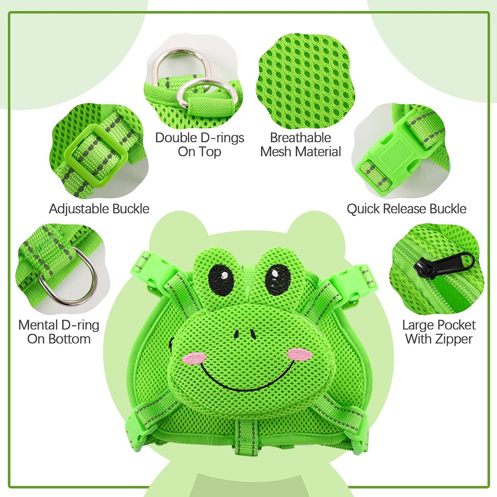 Dog Backpack Harness, No-Pull Dog Backpack with D-Ring,Frog,M