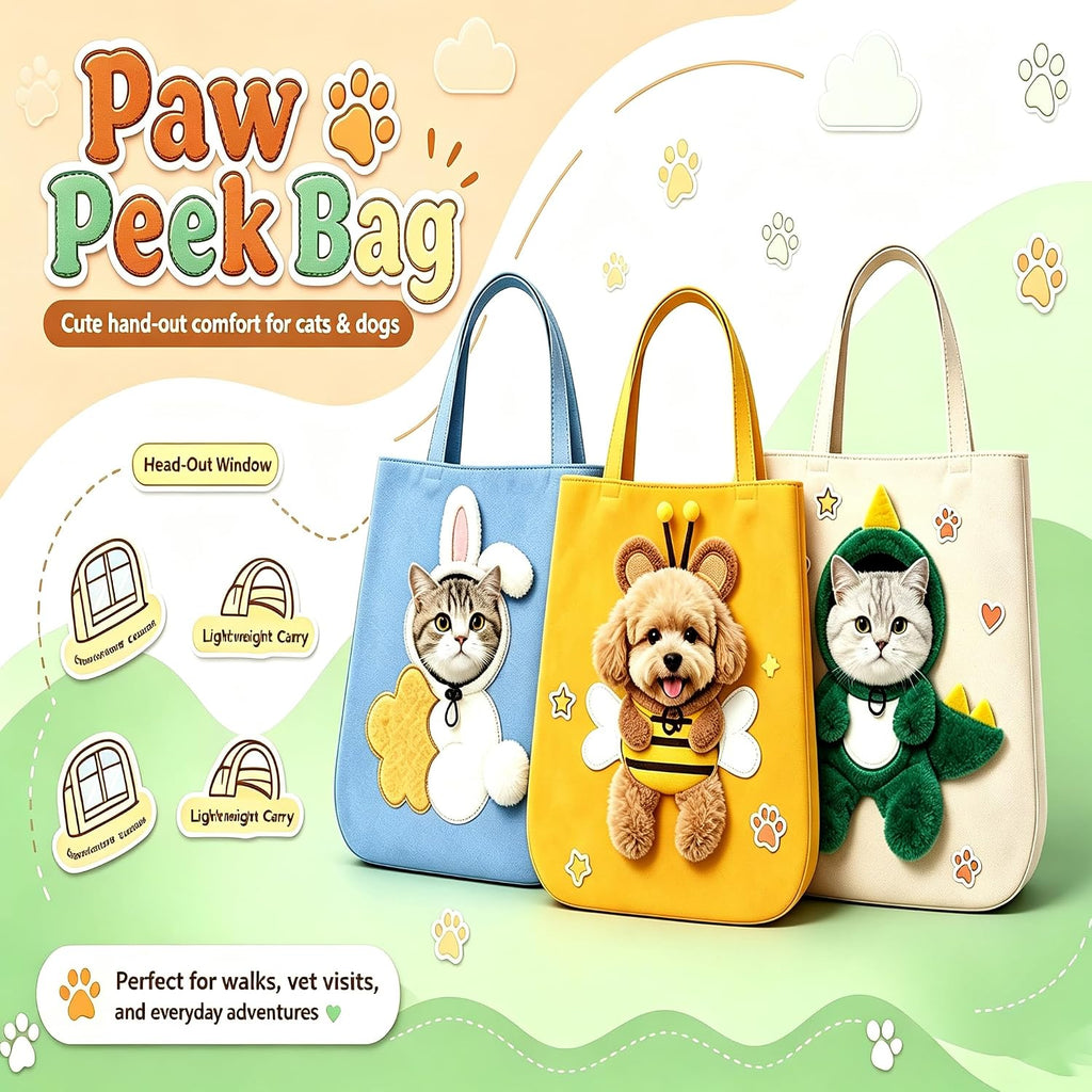 Paw Peek Bag, Pet Tote Carrier for Small Dog Cat