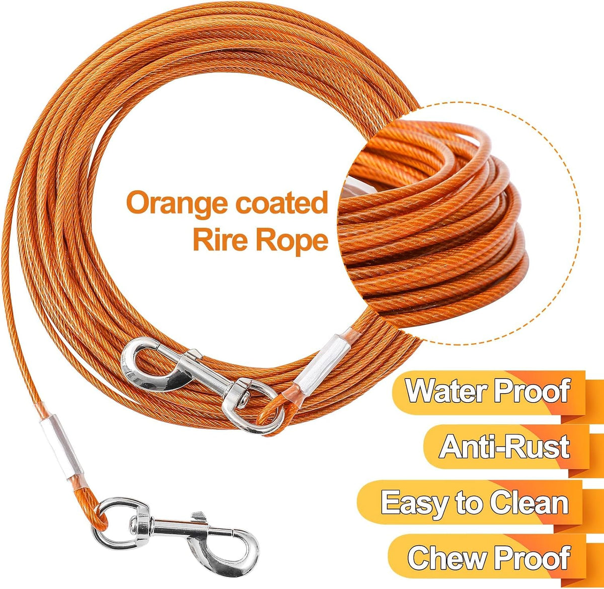 10/15/20/25FT Dog Tie Out Cable, Heavy Duty Dog Runner for Small to Large Dogs Up to 125 lbs, Durable Outdoor Dogs Tethe