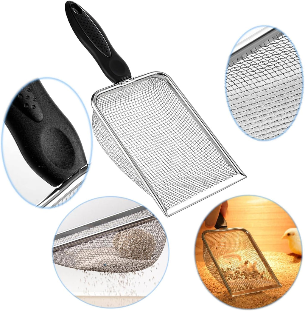 Cat Litter Scoop, Stainless Steel Cats Sturdy Mesh Scooper Kitty Metal Scooper Long Handle Scooper Shovel Sifter for All