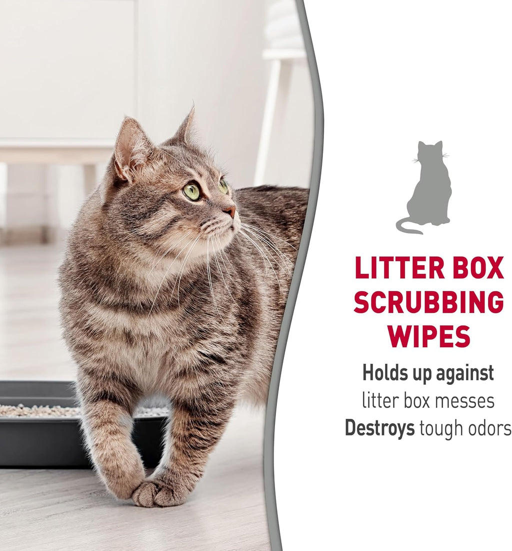 Nature's Miracle Cat Litter Box Scrubbing Wipes, Enzymatic Formula, 30 Ct