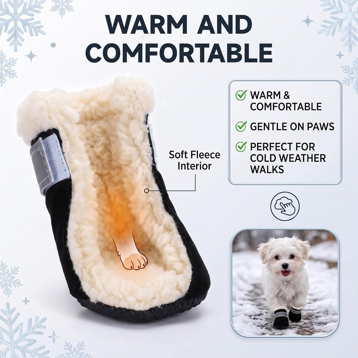 Fecialy Dog Shoes for Winter, Dog Snow Boots & Paw Protectors Warm Booties for Small Medium Dogs Puppies