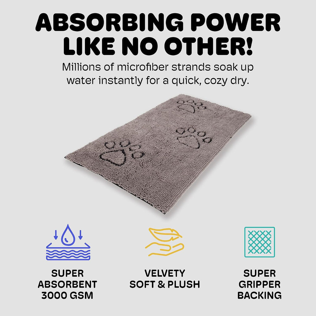 Dog Gone Smart Dirty Dog Doormat - Fast Drying Rug - Grey, 35 x 21 in