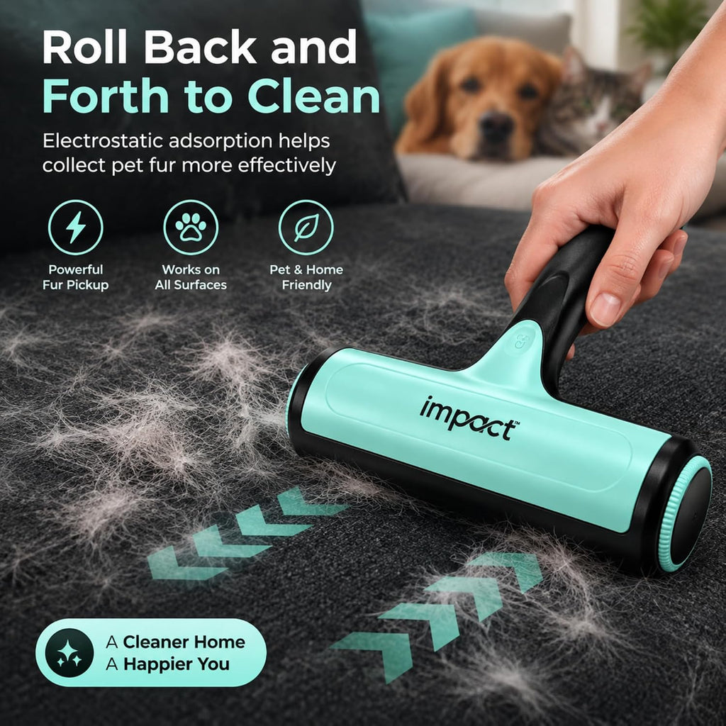 IMPACT Pet Hair Remover Roller, Reusable Lint Roller for Dog & Cat Fur, Car