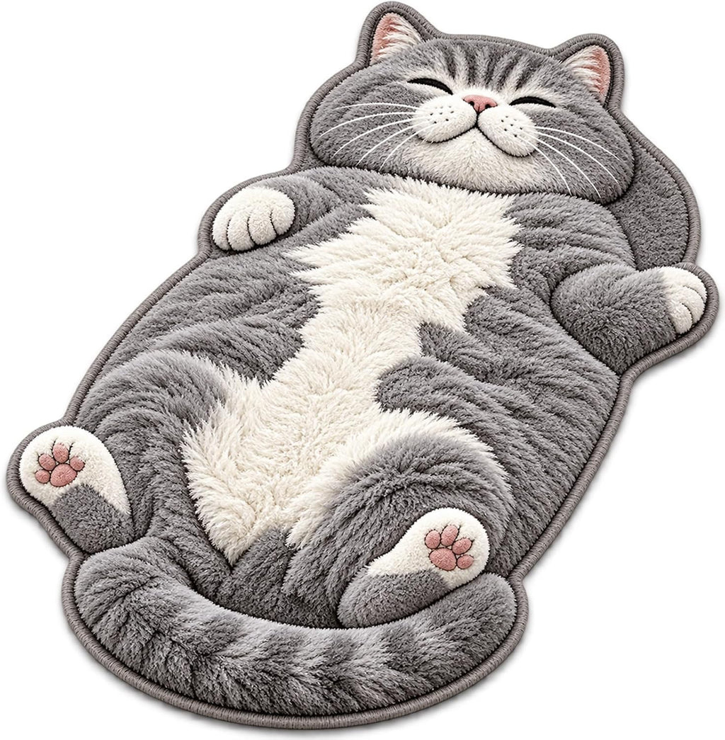 Cozy Sleeping Cat Floor Rug Plush Door Mat，#D：60 * 90cm