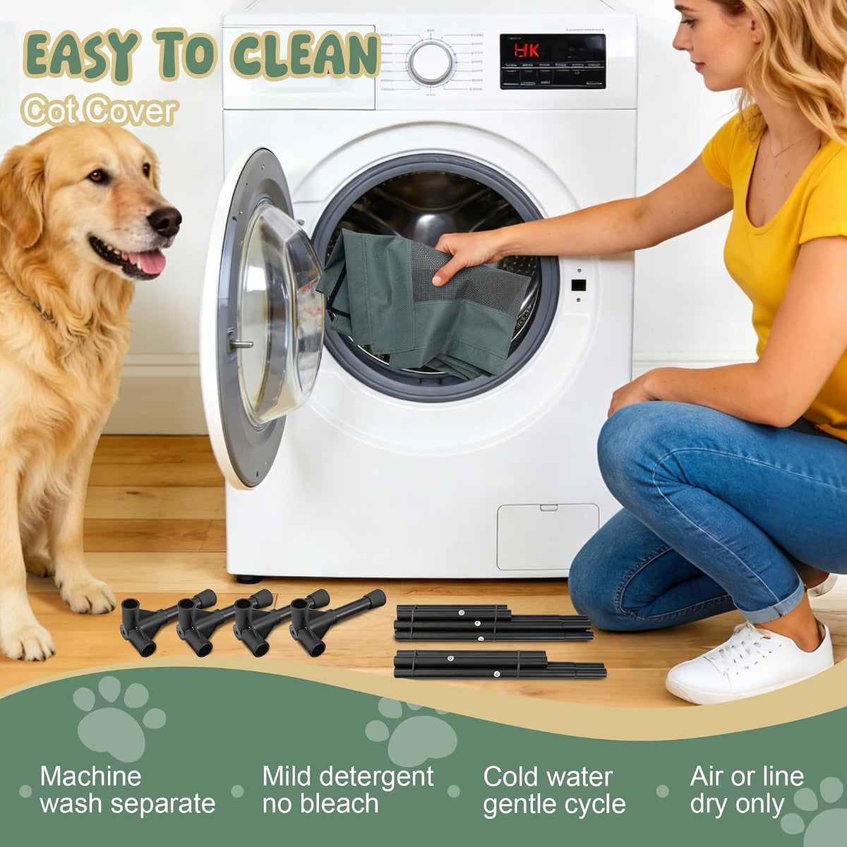 Maerd Elevated Dog Bed,34"L x 24"W x 7"H Raised Cooling Cot for Medium Dogs