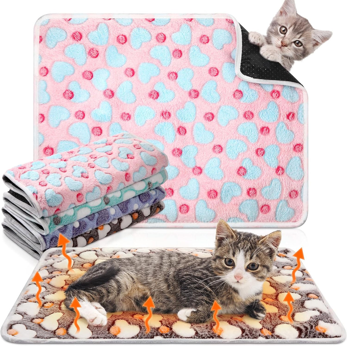 4Pack Self Heating Cat Pad Self Warming Dog Mat, Plaid, 16 x 20 Inches