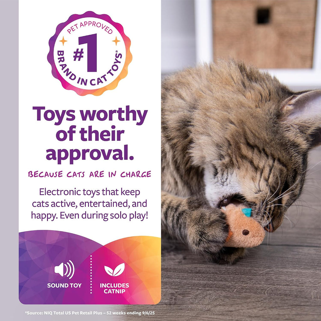 SmartyKat Chickadee Chirp Electronic Sound Cat Toy, Contains Catnip, Battery Powered - Light Brown, One Size
