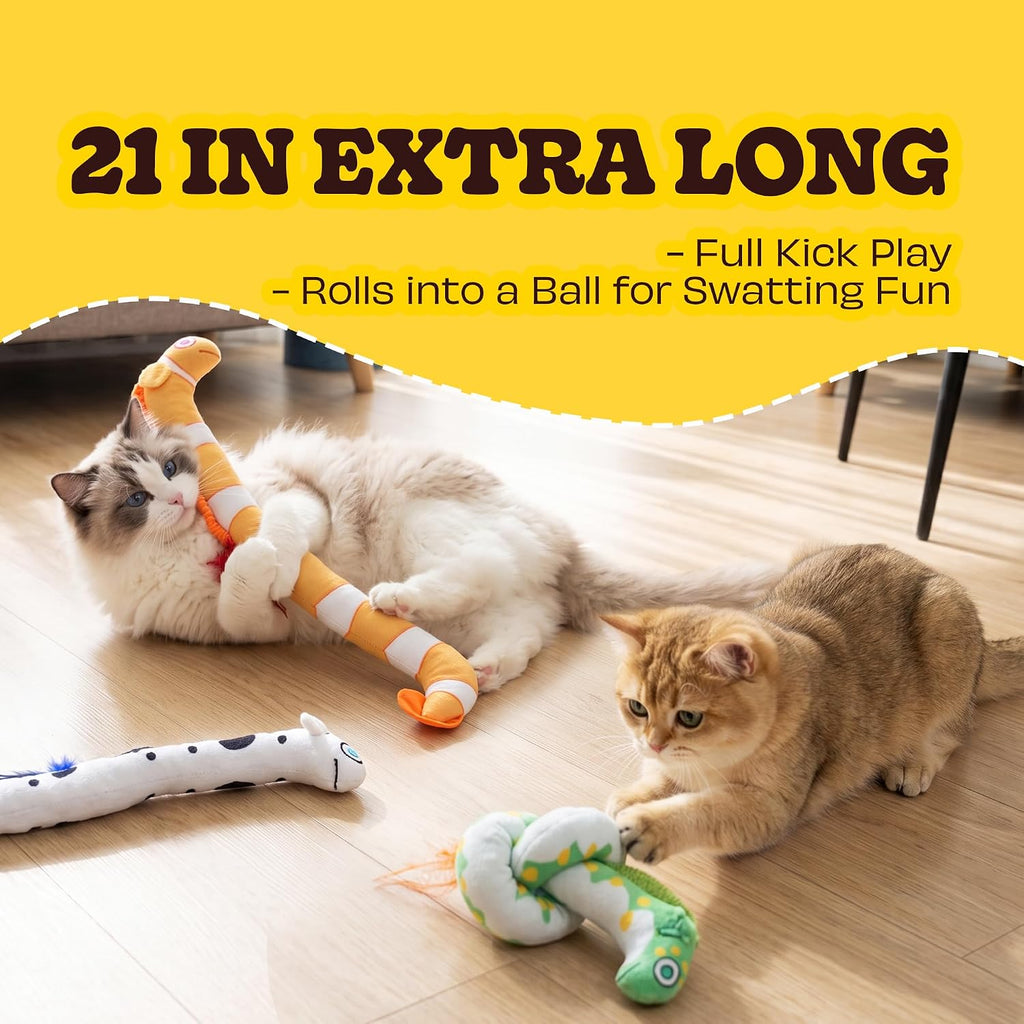 Cat Kicker Toys 3Pcs, Catnip Toys for Indoor Cats, 21in Extra Long Cat Toys for Big Cat & Kitten, Soft and Durable, EEL 