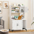 Tall Hidden Cat Litter Box Enclosure Cabinet - 4-Tier Storage Shelves, 2-Door Wood Cat Washroom Furniture, Indoor Cat Ho