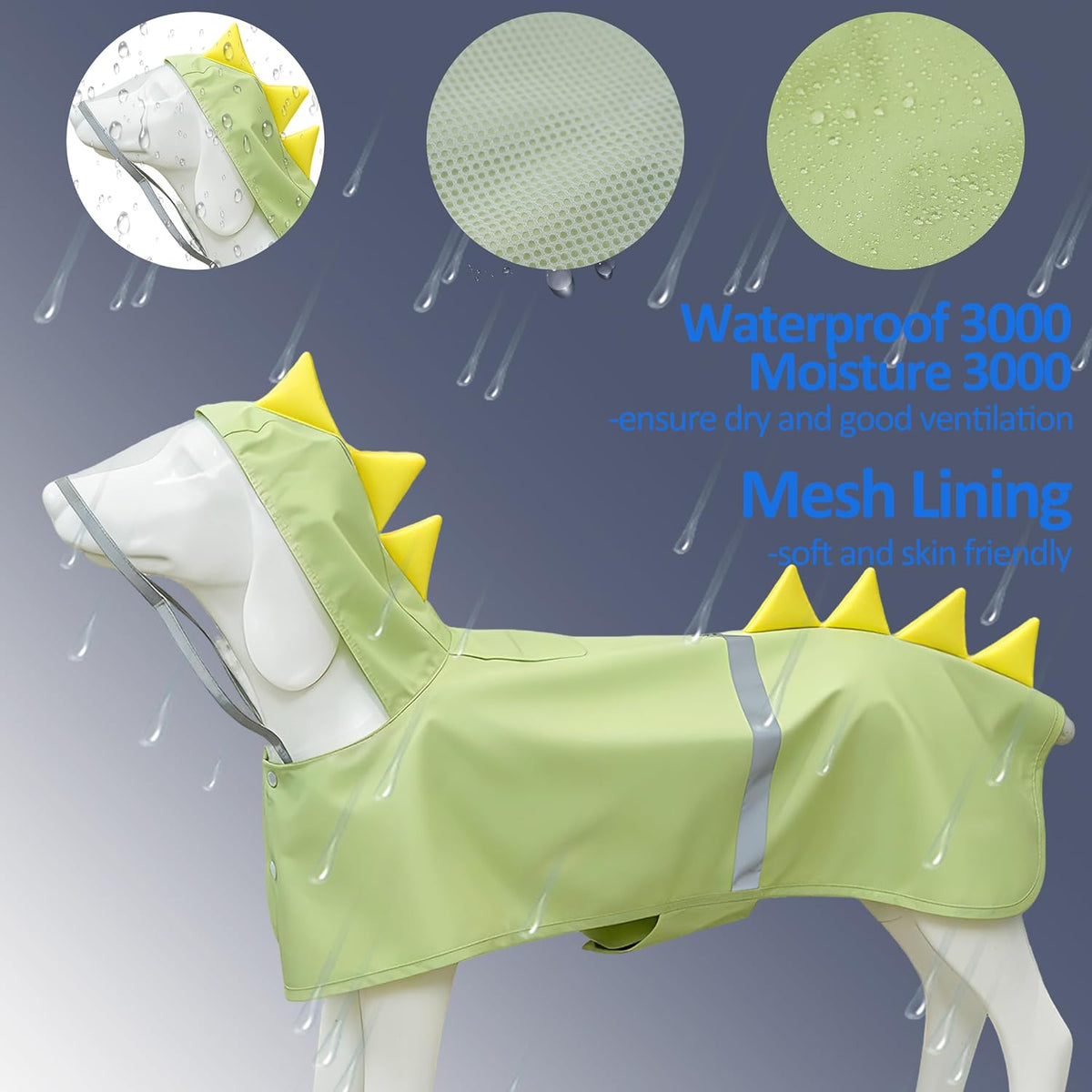 MAMORE Waterproof Dog Raincoat,Adjustable Dog Rain Coat with Hood
