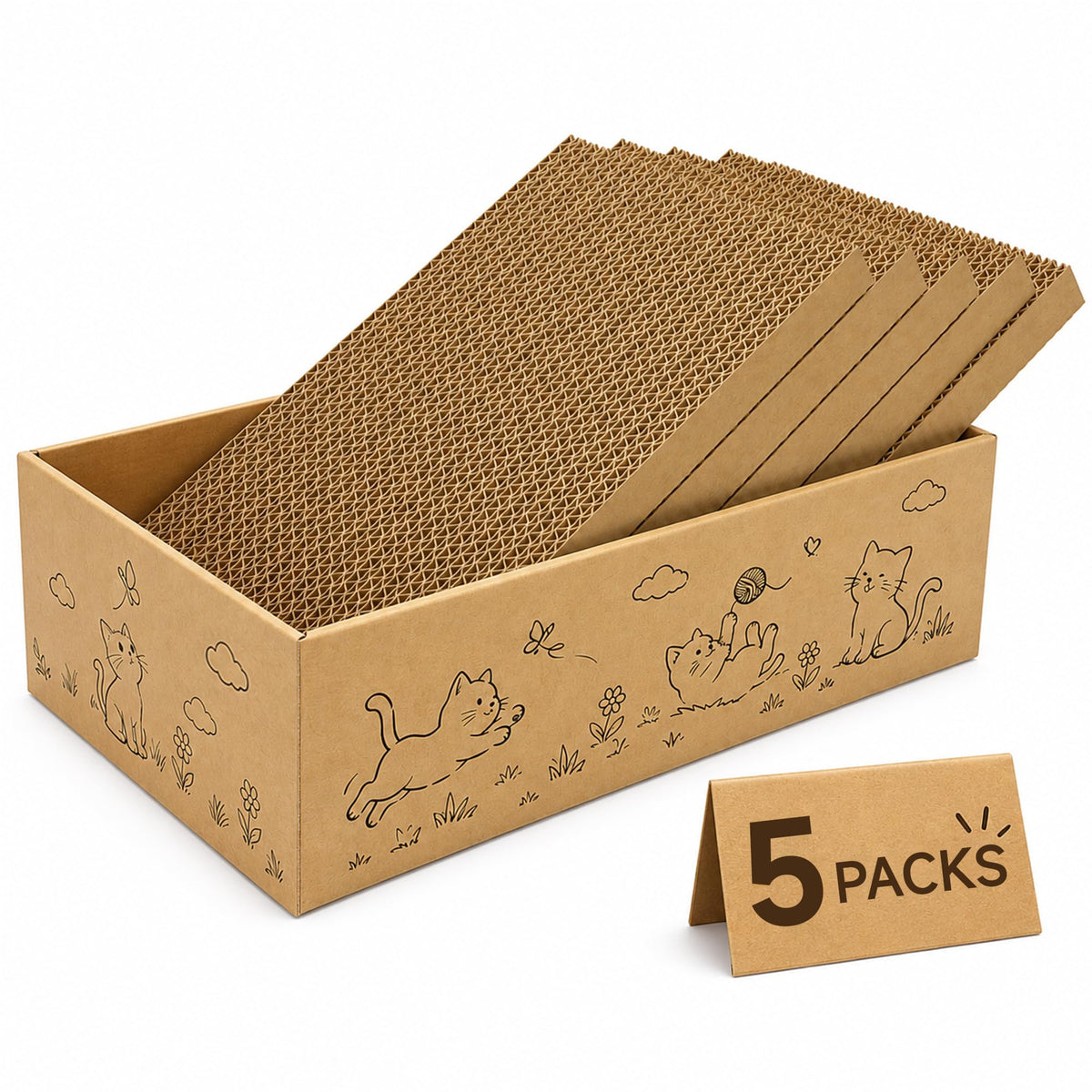 5-Pack Reversible Cat Scratcher,Cat Scratch Pad for Indoor Cats