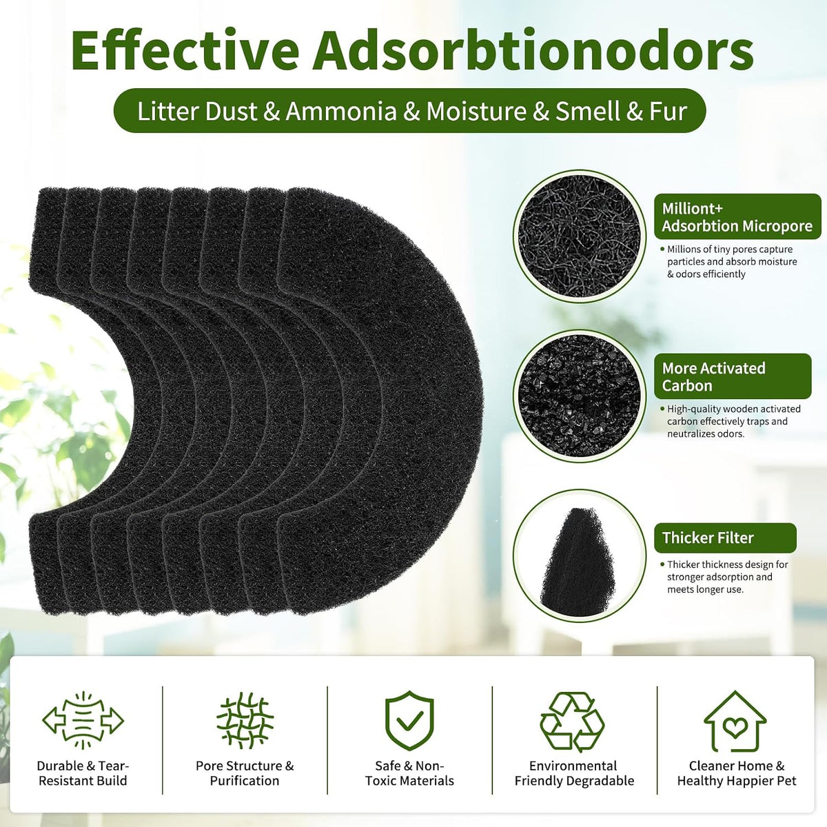 8 Pack 0.5" Thickened Activated Carbon Filters Compatible with LR 4