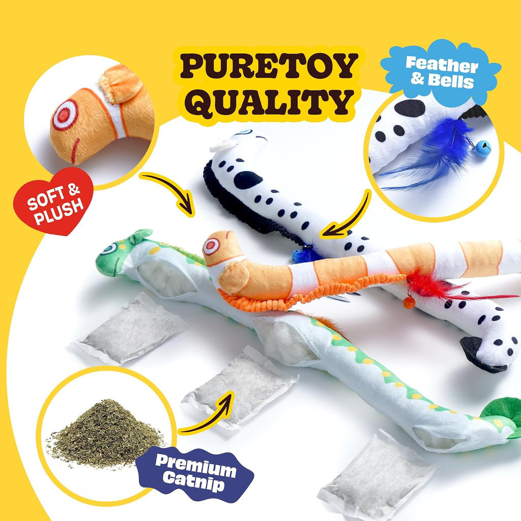 Cat Kicker Toys 3Pcs, Catnip Toys for Indoor Cats, 21in Extra Long Cat Toys for Big Cat & Kitten, Soft and Durable, EEL 