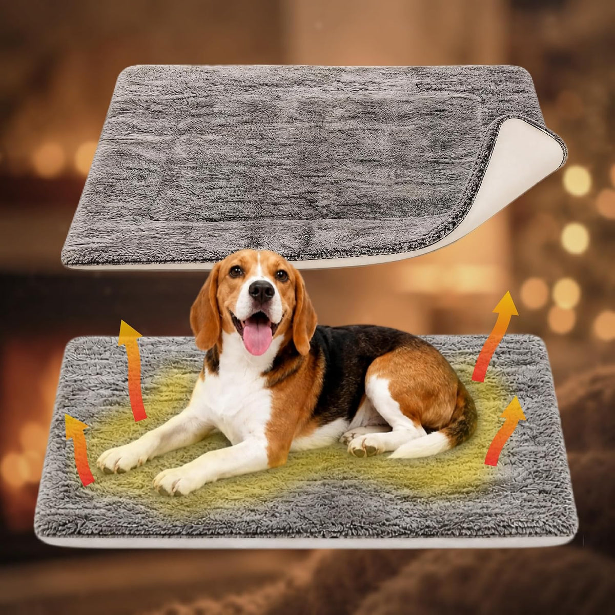 Self Warming Cat Bed, Dog Crate Pad, Reversible Large Pet Bed,Blue 24"x36"