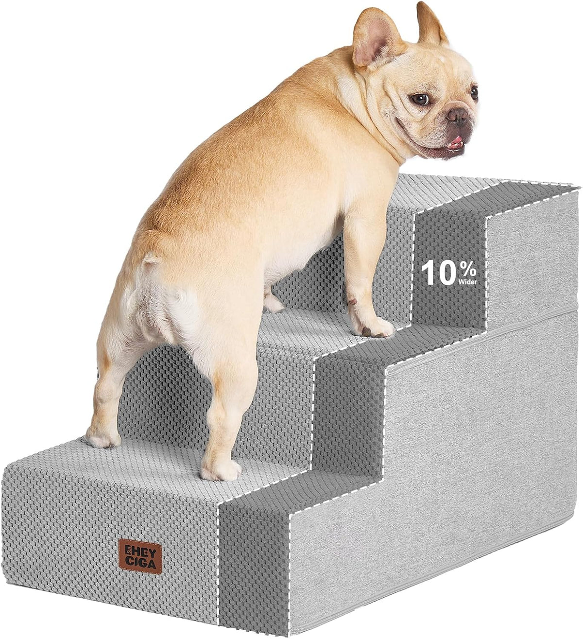 EHEYCIGA Dog Stairs for Bed 18" H, 4-Step Dog Steps for High Bed, Grey