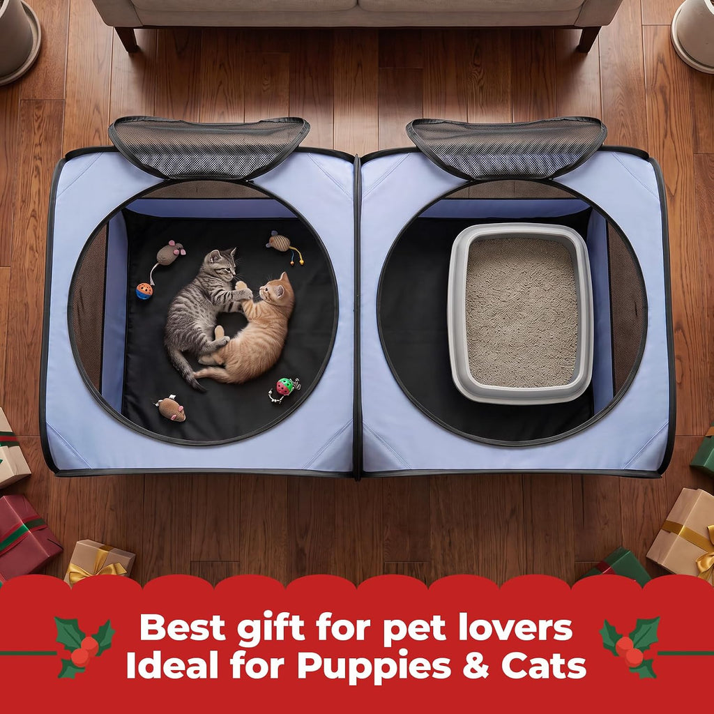 2-in-1 Dog Playpen, 58''Pop Up Cat Puppy Pet Playpen Indoor/Outdoor Cats Enclosed, Cat Dog Tent Crate Cage Kennel, Porta