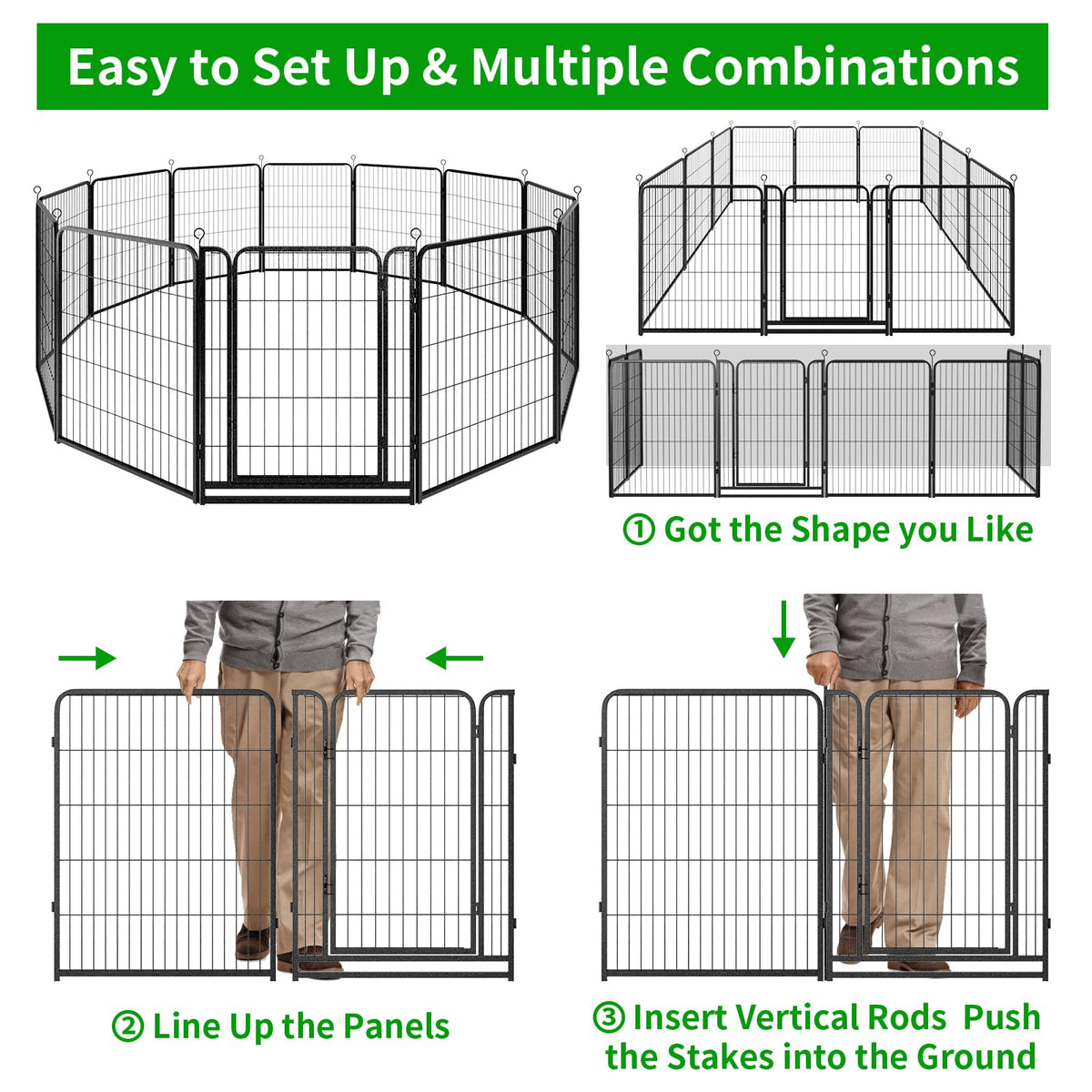 Kfvigoho Dog Playpen Outdoor Extra Wide 12 Panels Heavy Duty Dog Fence 40"