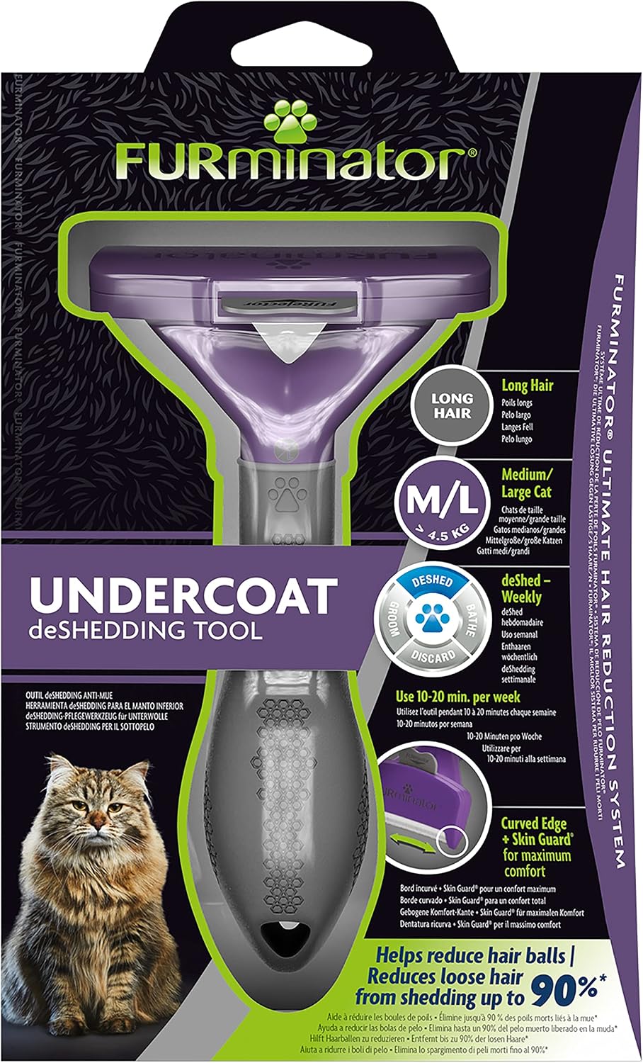 FURminator Undercoat deShedding Tool for Medium/Large Long Hair Cats Over 4.5 kg