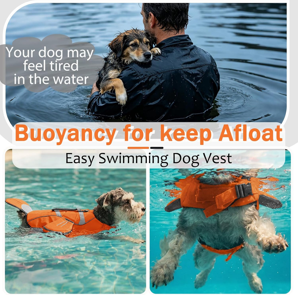 Dog Life Jacket for Swimming Boating, High Visibility Safety Vest