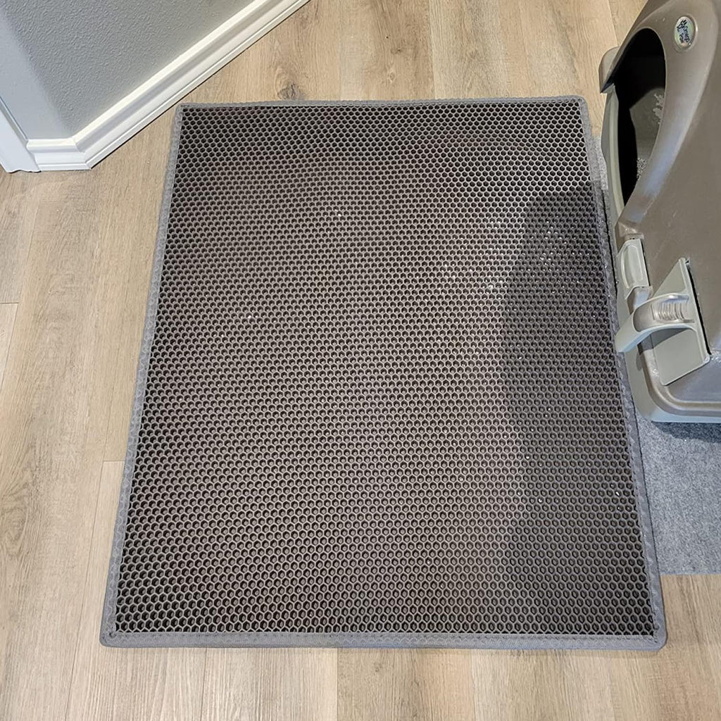 Waretary Cat Litter Mat, 36"x30", Waterproof, Scatter Control, Grey