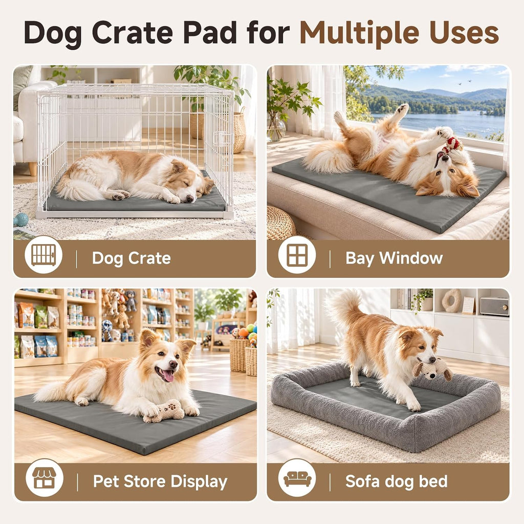 Upgraded XL Waterproof Outdoor Dog Crate Pad Mat, Wipeable Large Dogs Bed