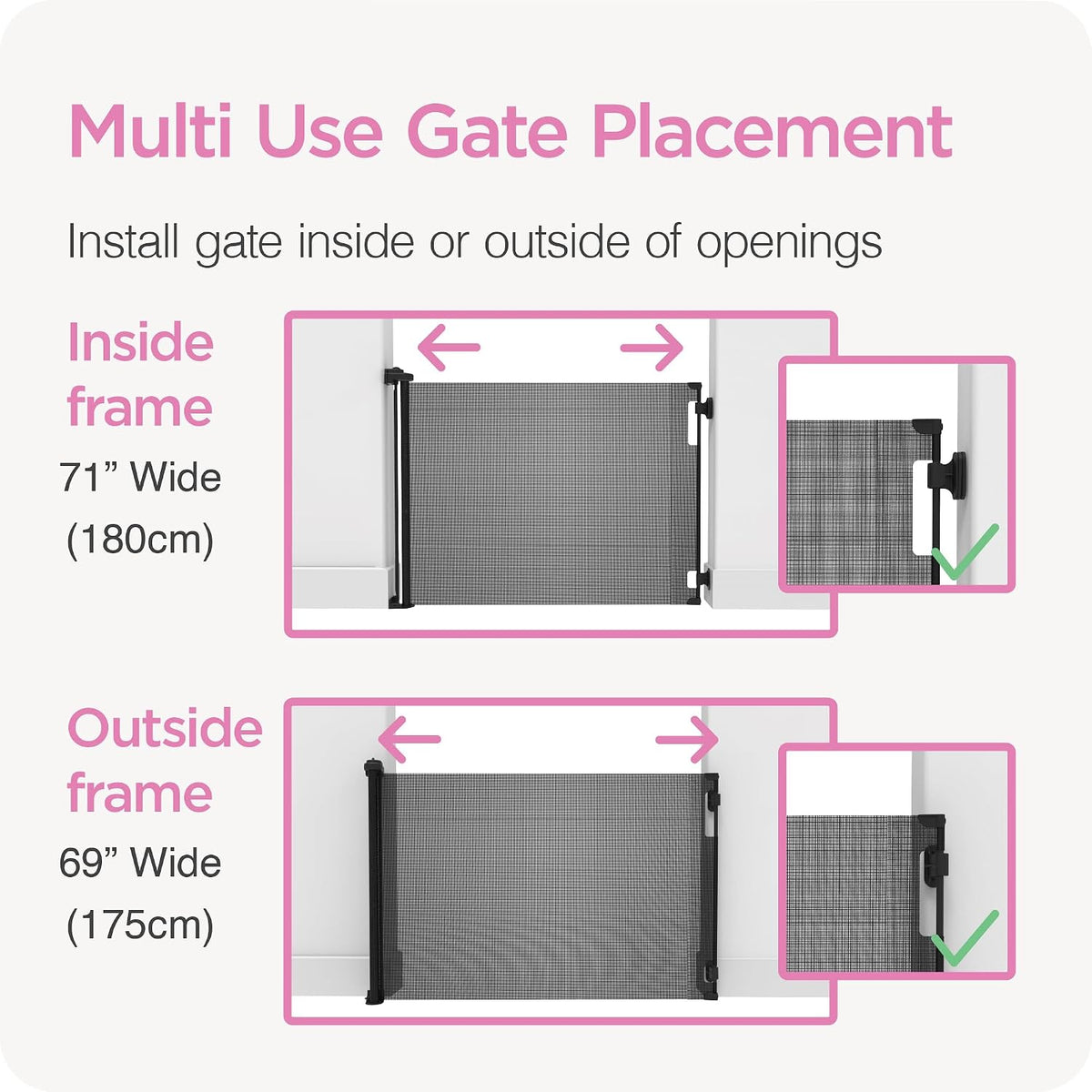 Perma Child Safety Retractable Baby Gate - Mesh Dog & Pet Gate for Stairs