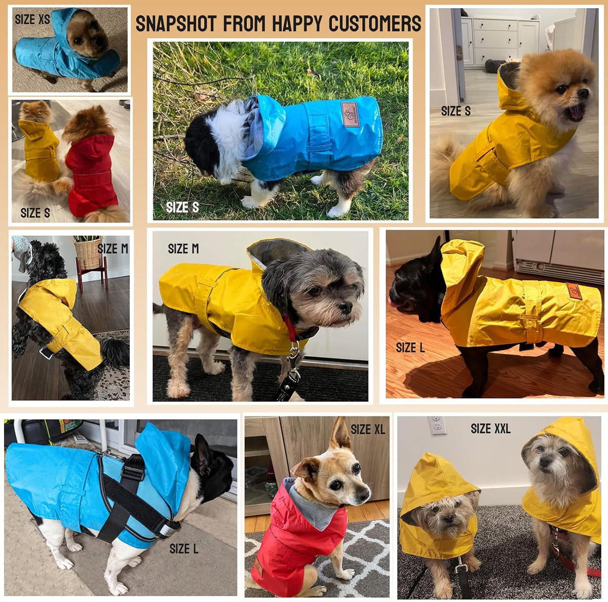 Dog Raincoat Small Dog Rain Jacket Waterproof Pet Rain Suit Double-Layered Poncho for Puppy Small Dogs Hooded Warm Linin