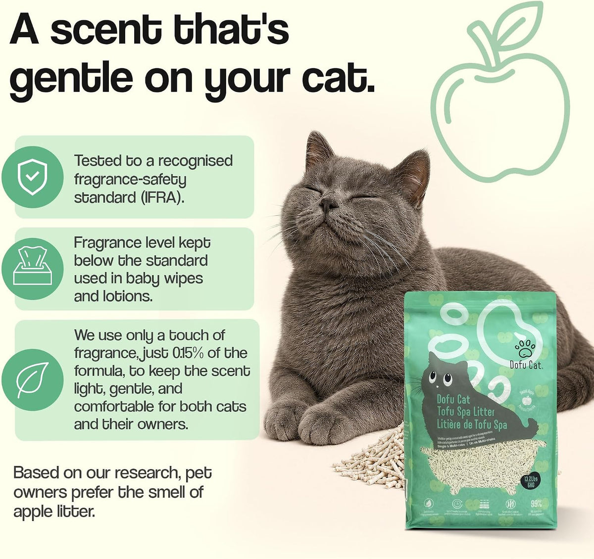 Tofu Spa Cat Litter, Sweet Apple Scented Pellets, 13.2 lb