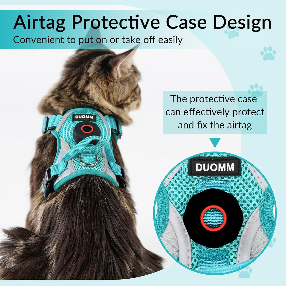 Cat Harness and Leash Set with AirTag Holder: Upgraded Escape Proof Vest with Lead for Small Dog Puppy Large Cat Walking