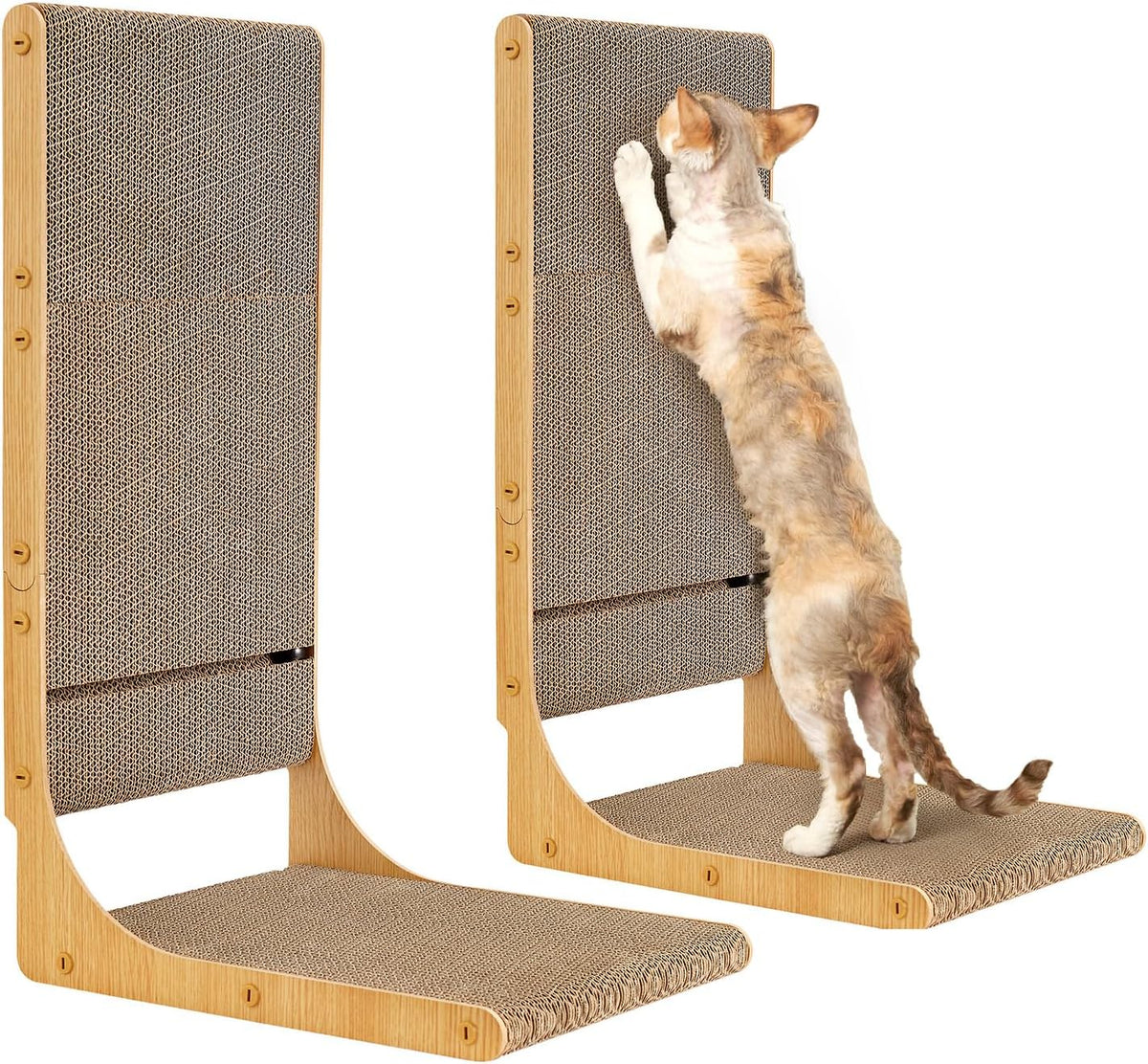 EHEYCIGA 2-Pack Cat Scratcher, 25.6 Vertical Indoor Cardboard Scratch Pad