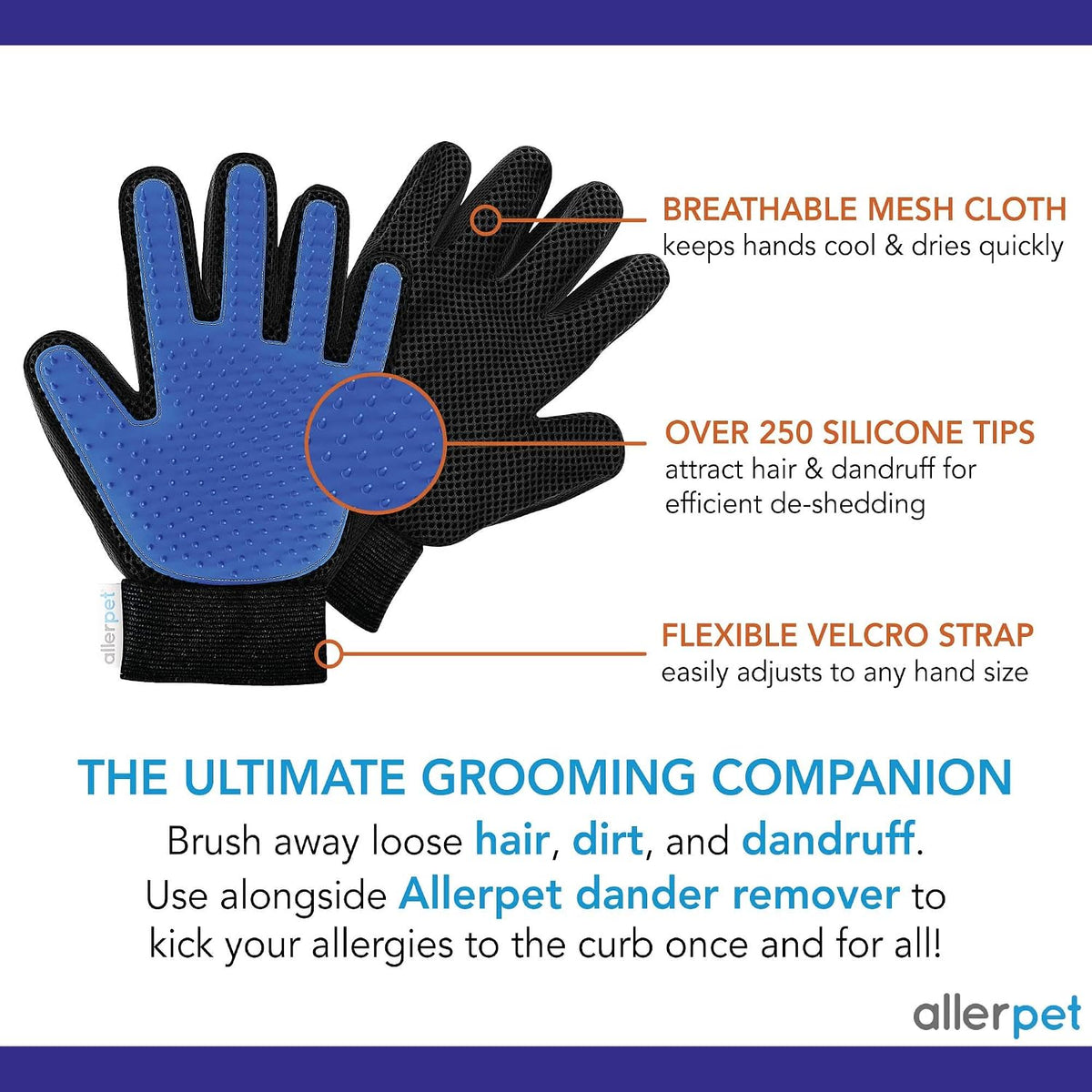Allerpet Cat Dander Remover w/Free Pair of Grooming Gloves & Mitt (12oz)