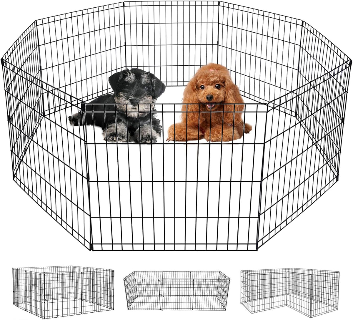 FDW | Dog Playpen | 24", 8 Panels | Heavy Duty Metal Pet Exercise Pen