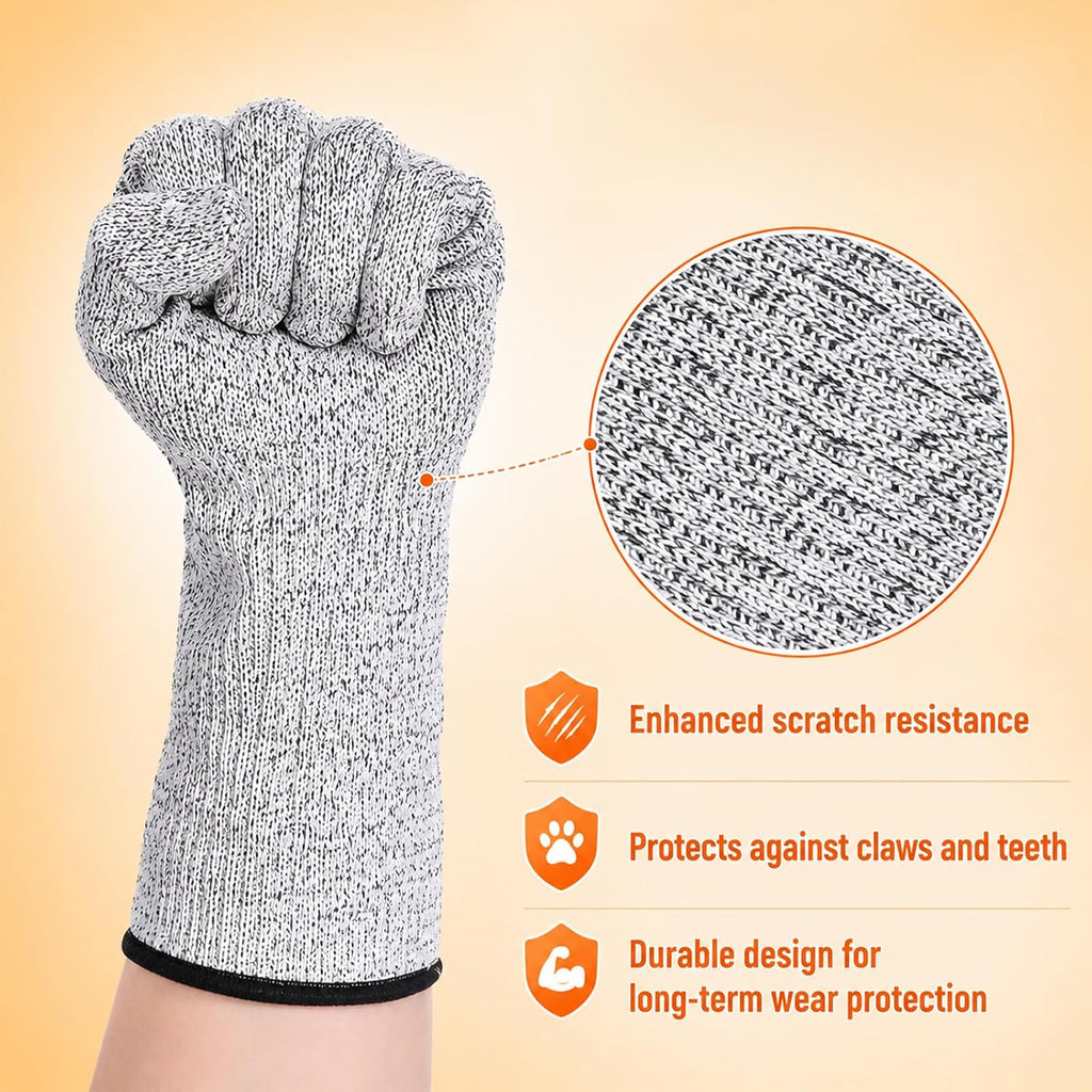 Cat Gloves Bite Proof, Pet Handling Gloves 13.8” Pet Grooming Glove