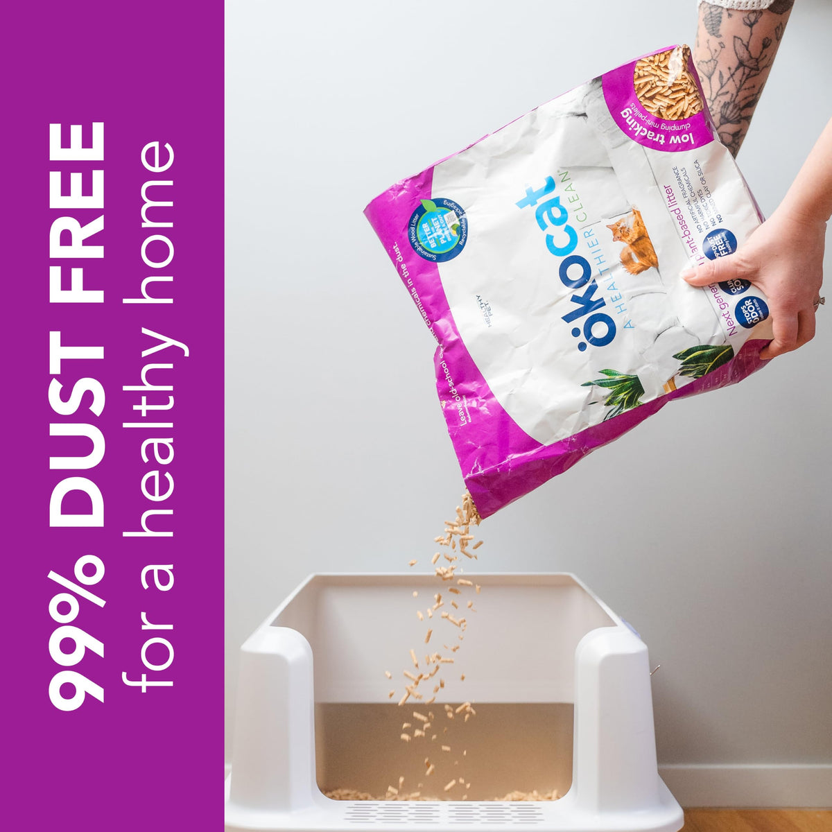 ökocat Low Tracking Natural Wood Clumping Cat Litter, Odor Control 21.5 Lbs
