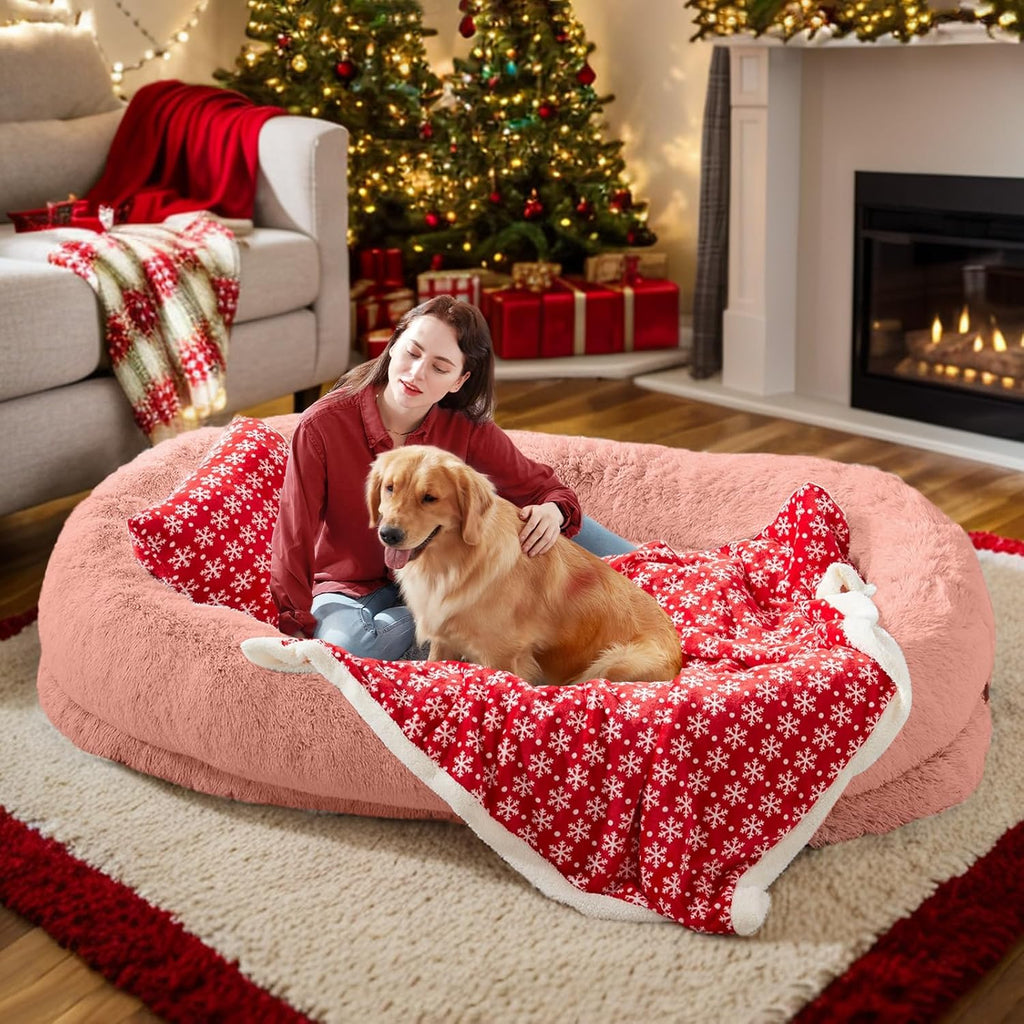 WROS Human Dog Bed for Adult, 71"x45"x12" Giant Calming Nest Bed, Dark Grey