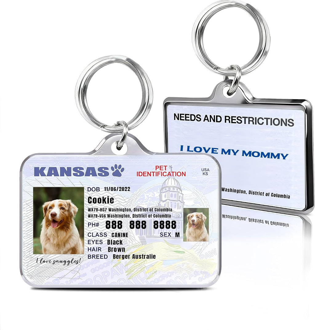 Personalized Dog & Cat Tags with Photo - Custom Driver License Pet ID Tag