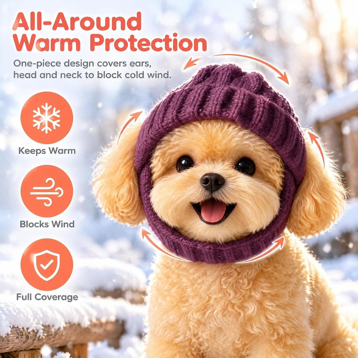 Dog Beanie Hat with Ear Holes, Dog Winter Hats for Small Dogs, Cozy Soft Knitted Hat Pet Cap for Halloween Christmas Cos