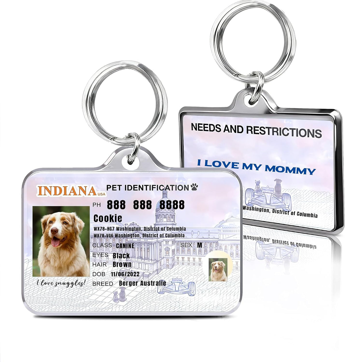 Personalized Dog & Cat Tags with Photo - Custom Driver License Pet ID Tag